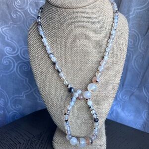Dendritic agate necklace set 19’